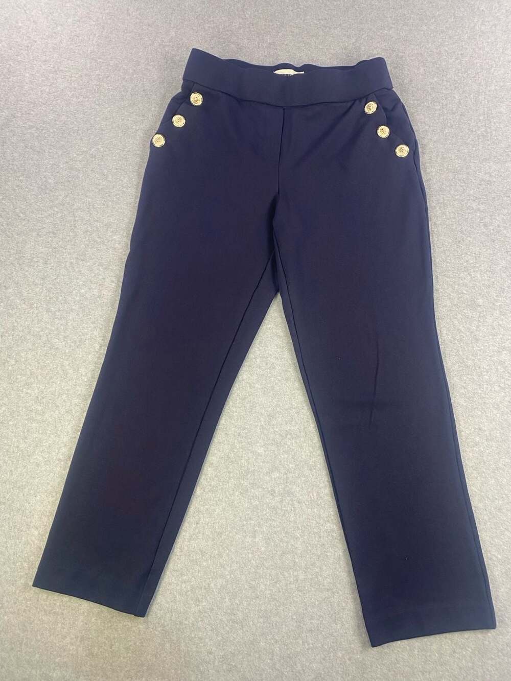 Jules & Leopold Women's Navy Blue Sailor-Style Trousers Gold Decorative Buttons